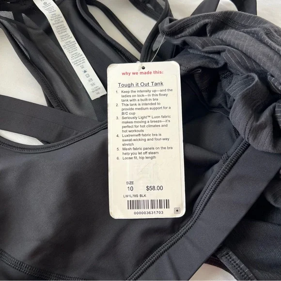 **SOLD***Lululemon Black Tough It Out Tank Sz 10 w/Attached Sports Bra - Picture 11 of 16